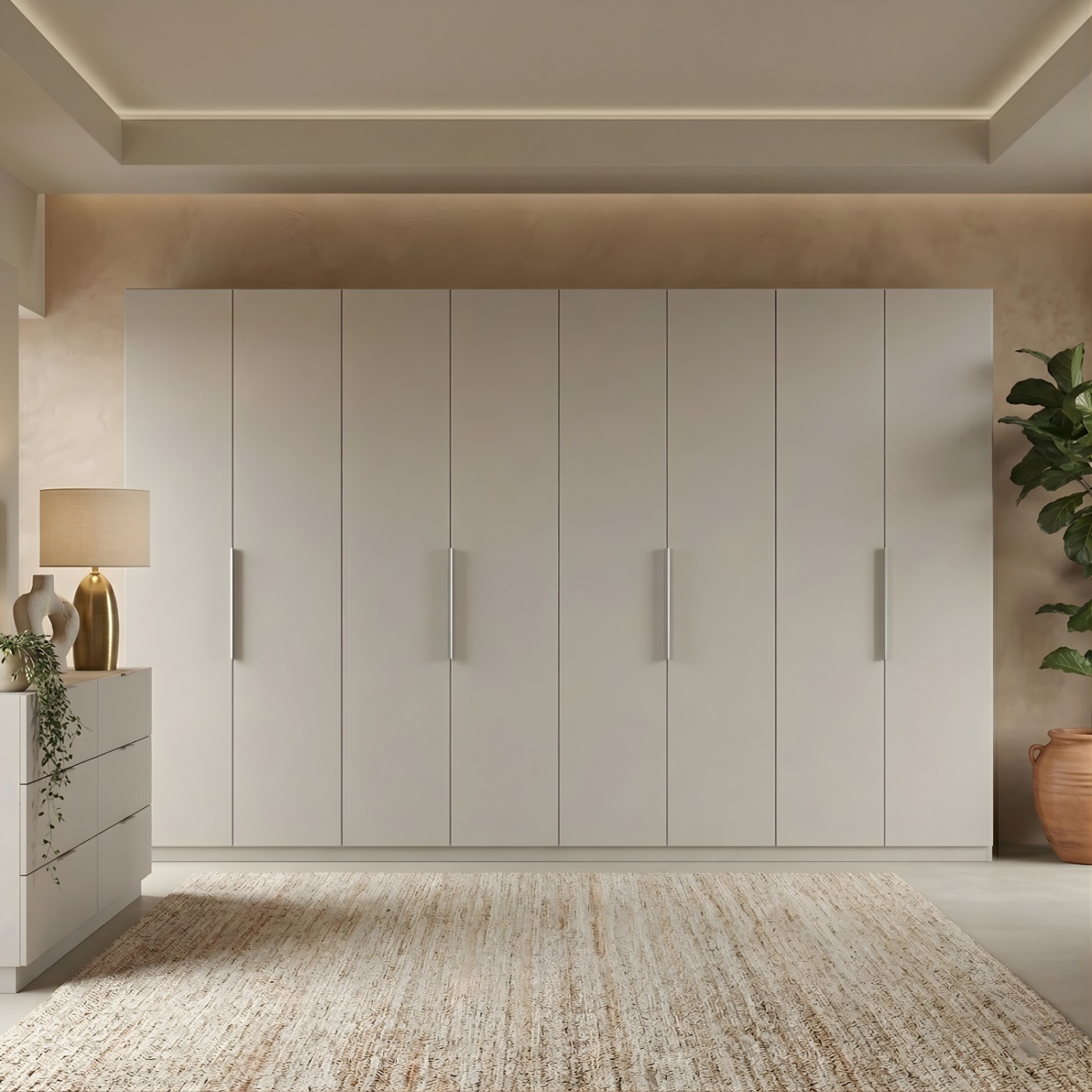 Armadio 8 ante, finitura Cashmere, L.364