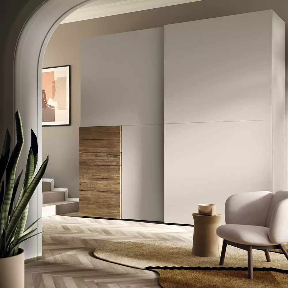 armadio scorrevole con cassetti