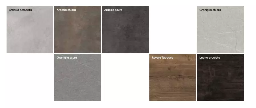 Comò 4 cassetti sfalsati, finitura Cannettato e Grigio seta