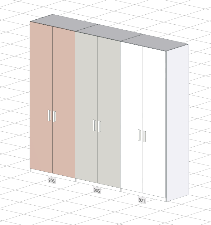 Armadio camerette a 6 ante, Flamingo, Gesso e Bianco opaco, L.270