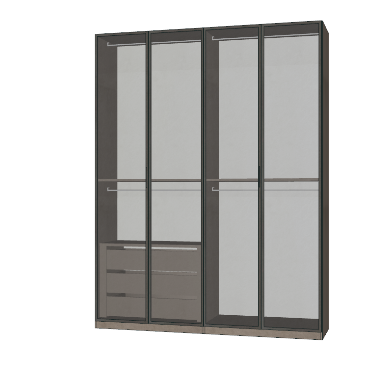 Armadio 4 ante battenti con vetro fumè