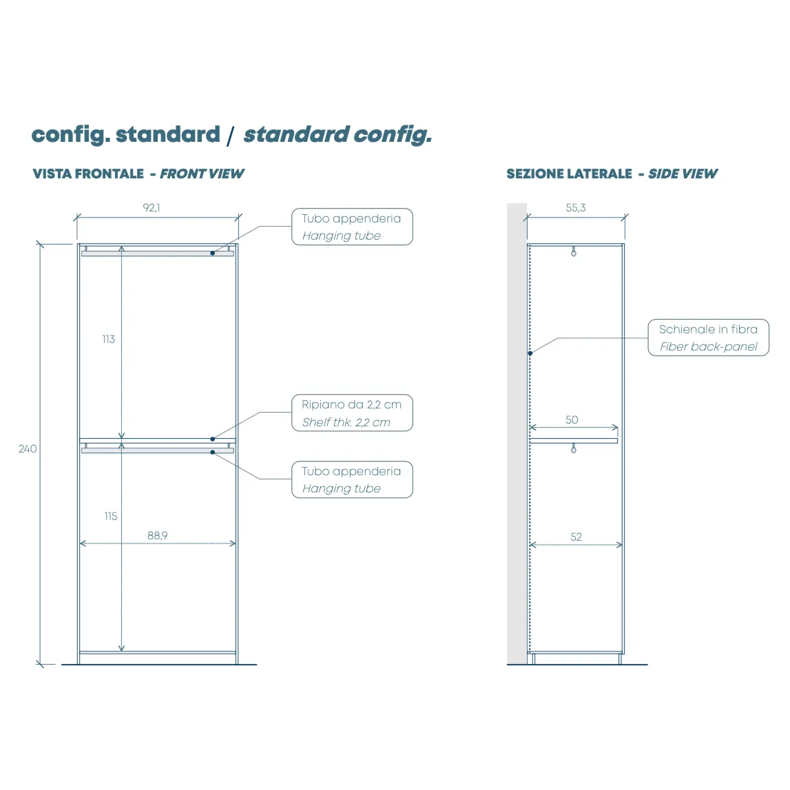 Armadio 3 ante Bronzo, con maniglie Antracite, L.145