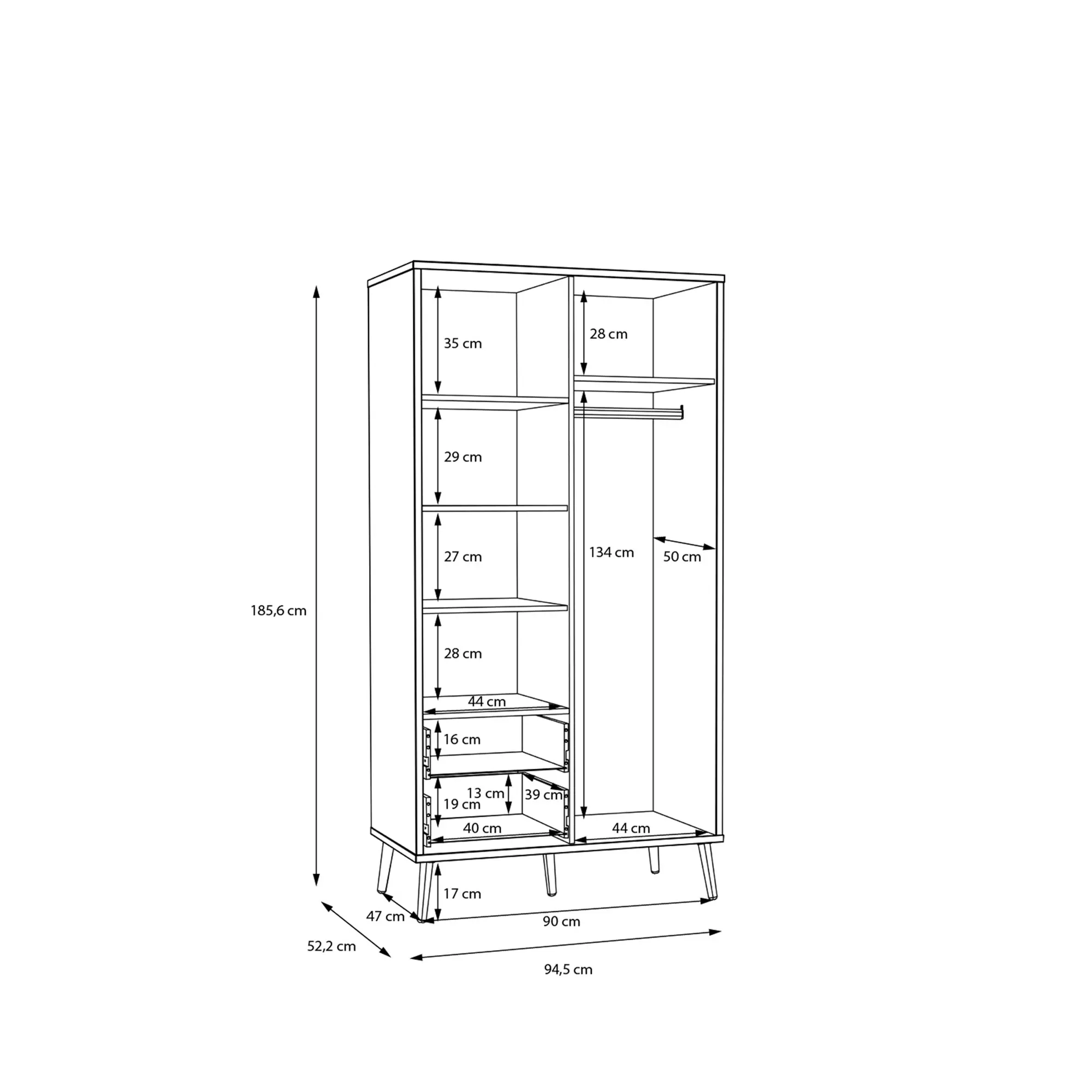 armadio battente piedi in massello