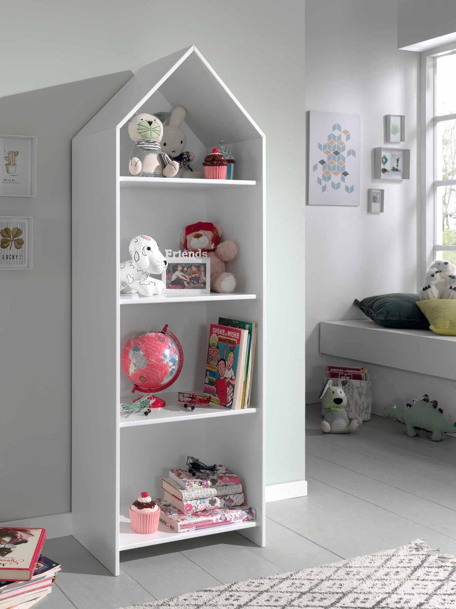 Armadietto libreria a giorno per camerette, finitura Bianco