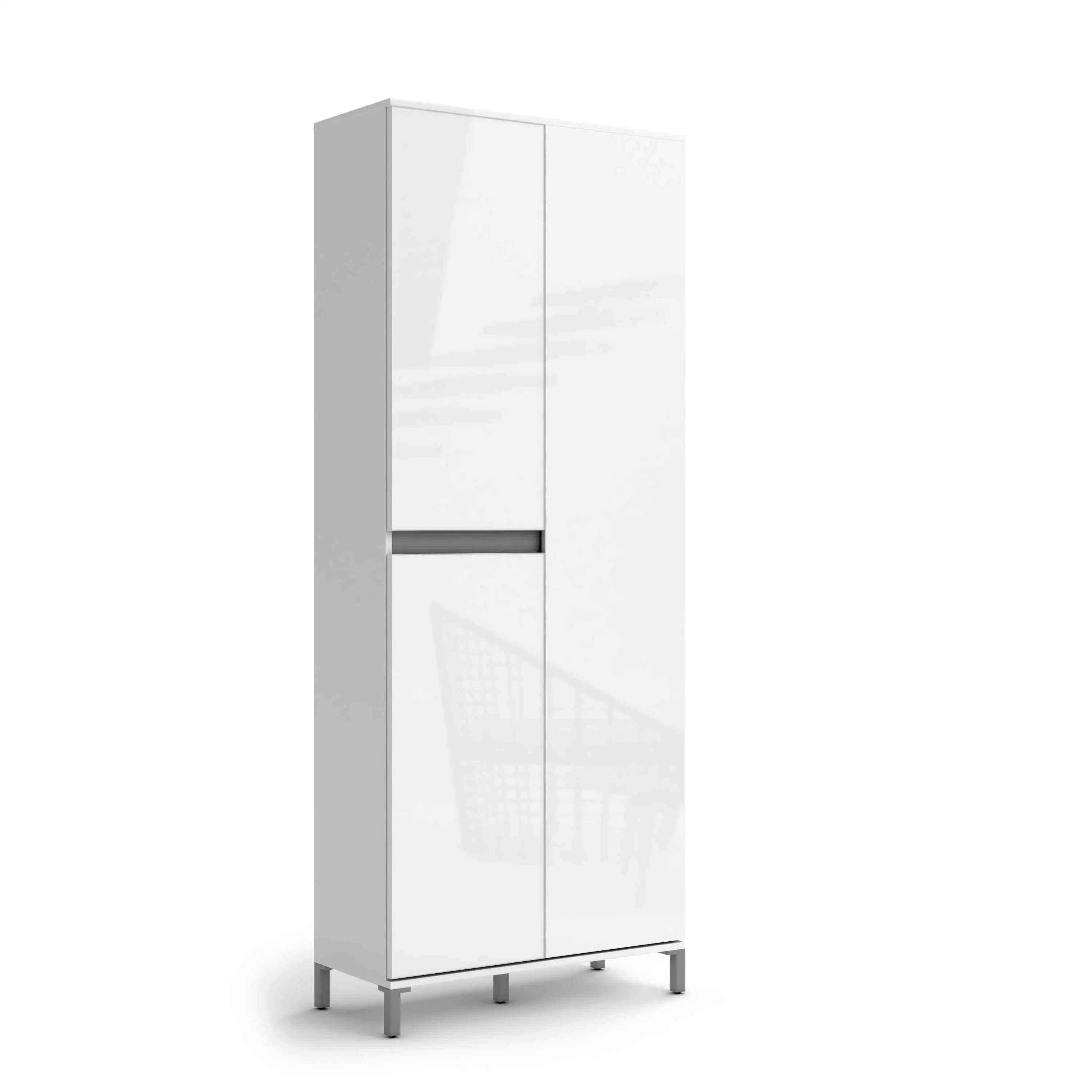 Moderna scarpiera con 3 ante e 10 ripiani Bianco lucido