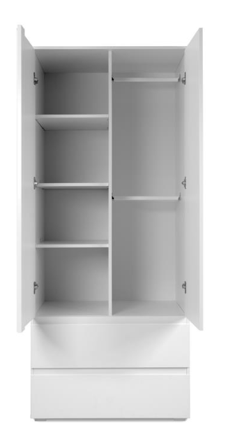 Armadio multiuso Bianco con 4 ripiani e 2 cassetti