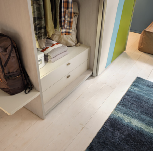 Armadio camerette L.155 Moretti Compact, Oliva, Tabacco e Cielo laccato