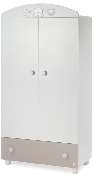 Culla moderna Baloo con ruote, finitura Choco con decori