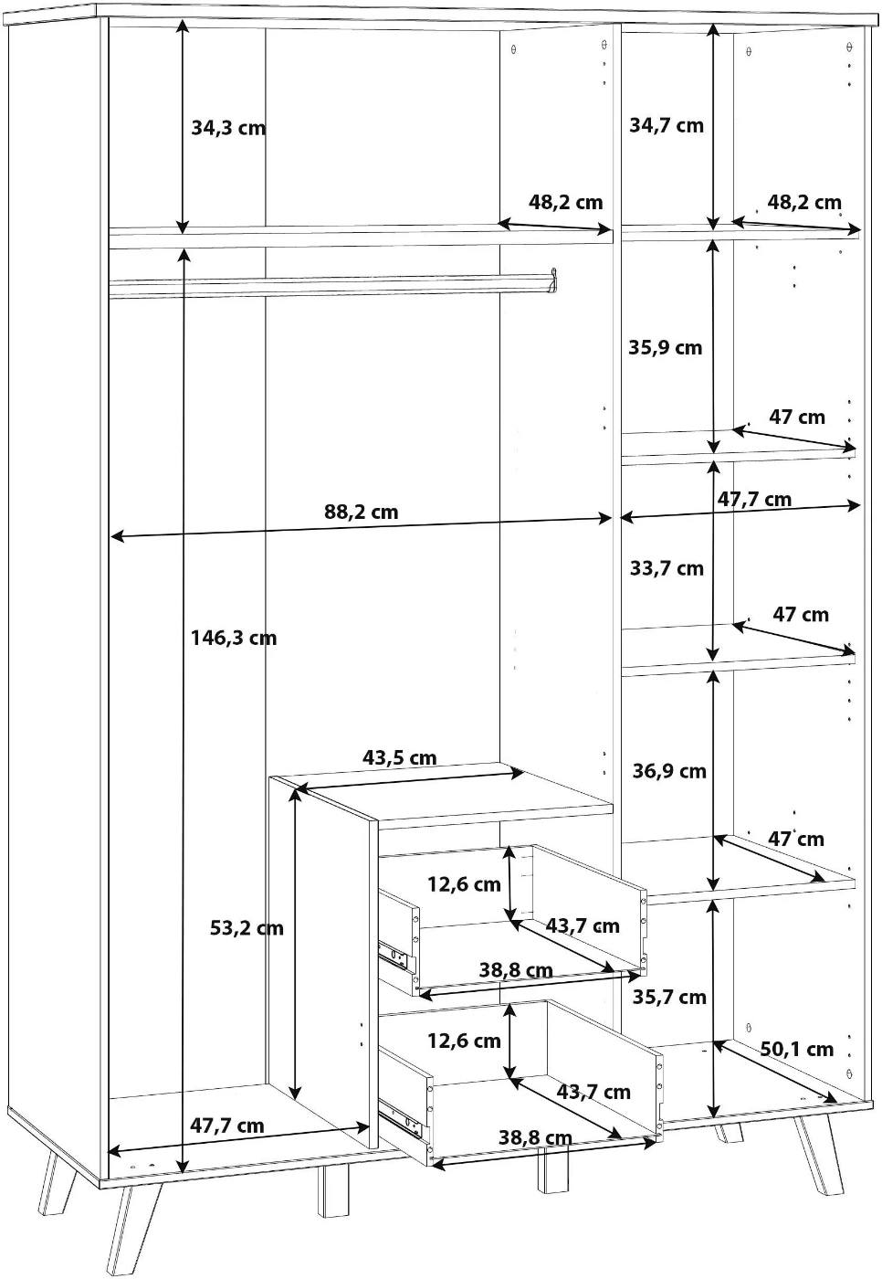 Armadietto Agave e Rovere, stile nordico, con cassetti Zenzero Shop