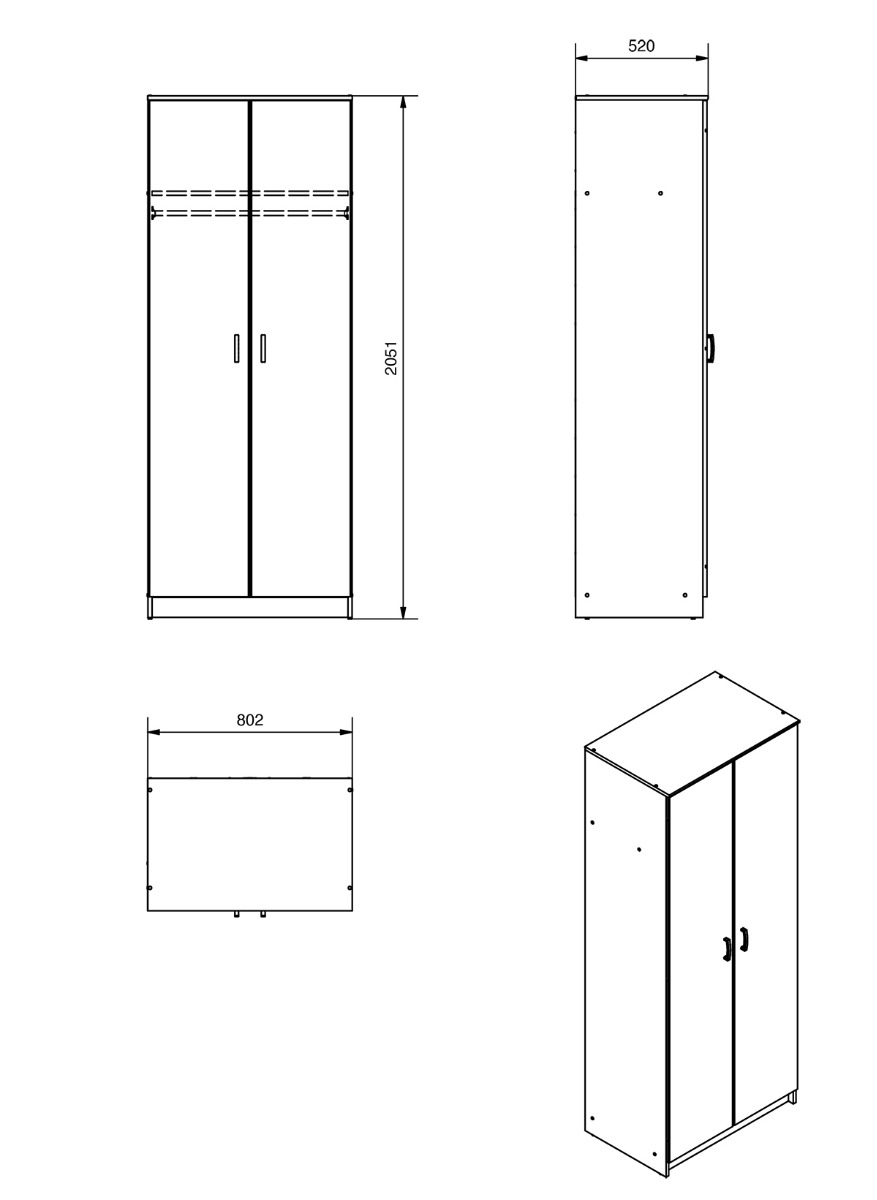 Armadietto multiuso 2 ante, finitura Rovere