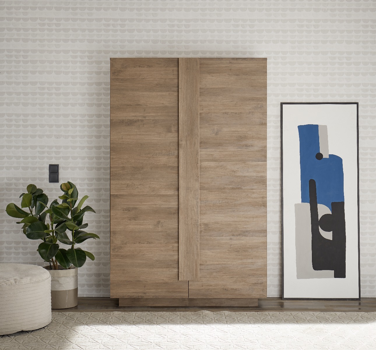 Offerta soggiorno moderno con tavolo, credenza e colonna in finitura Mercure