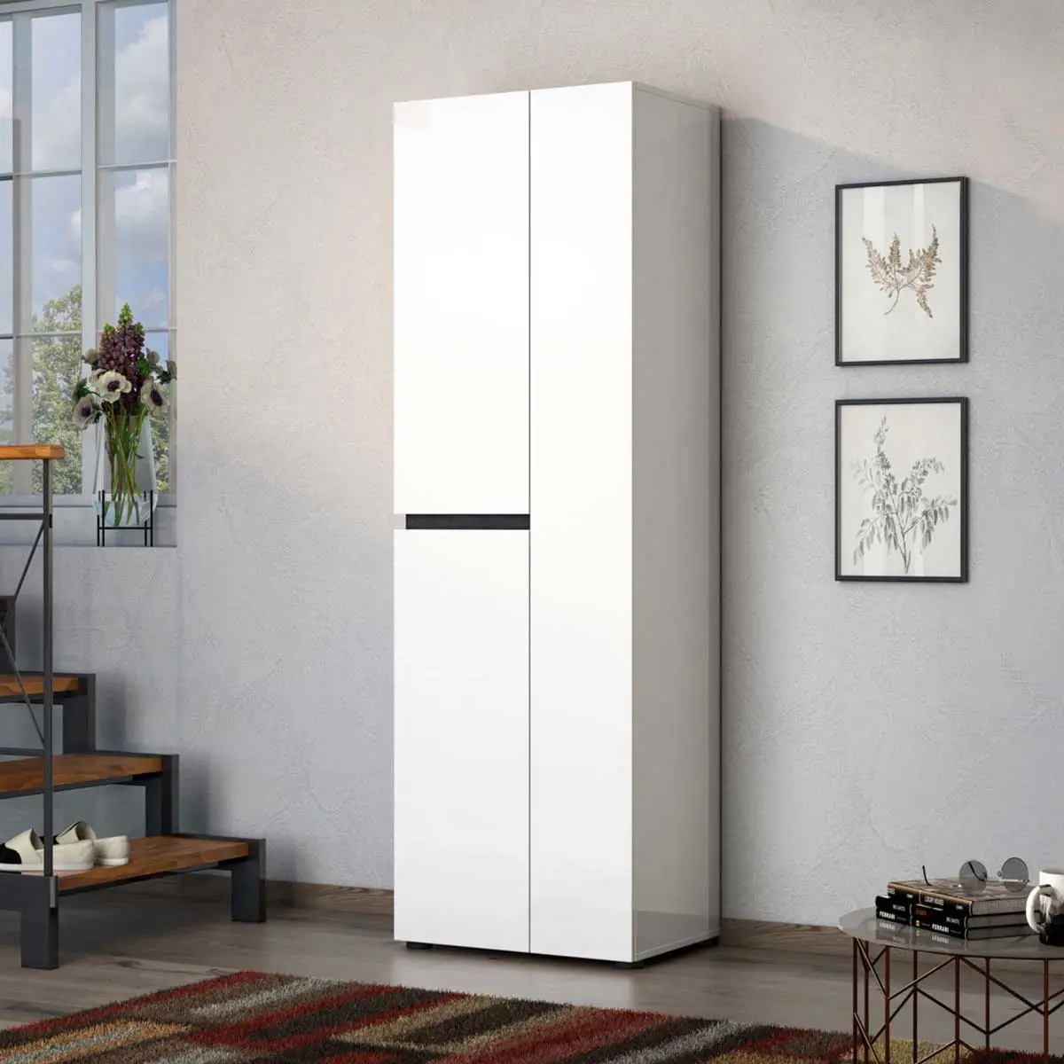 Scarpiera moderna bianca lucida, Made in Italy