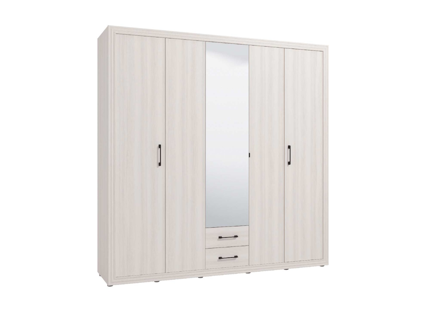 Nuovo Armadio di design battente, Bianco frassino con specchio centrale