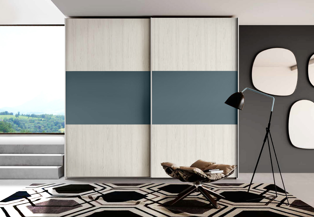 Armadio 2 ante scorrevoli, Petrolio e Bianco Altea