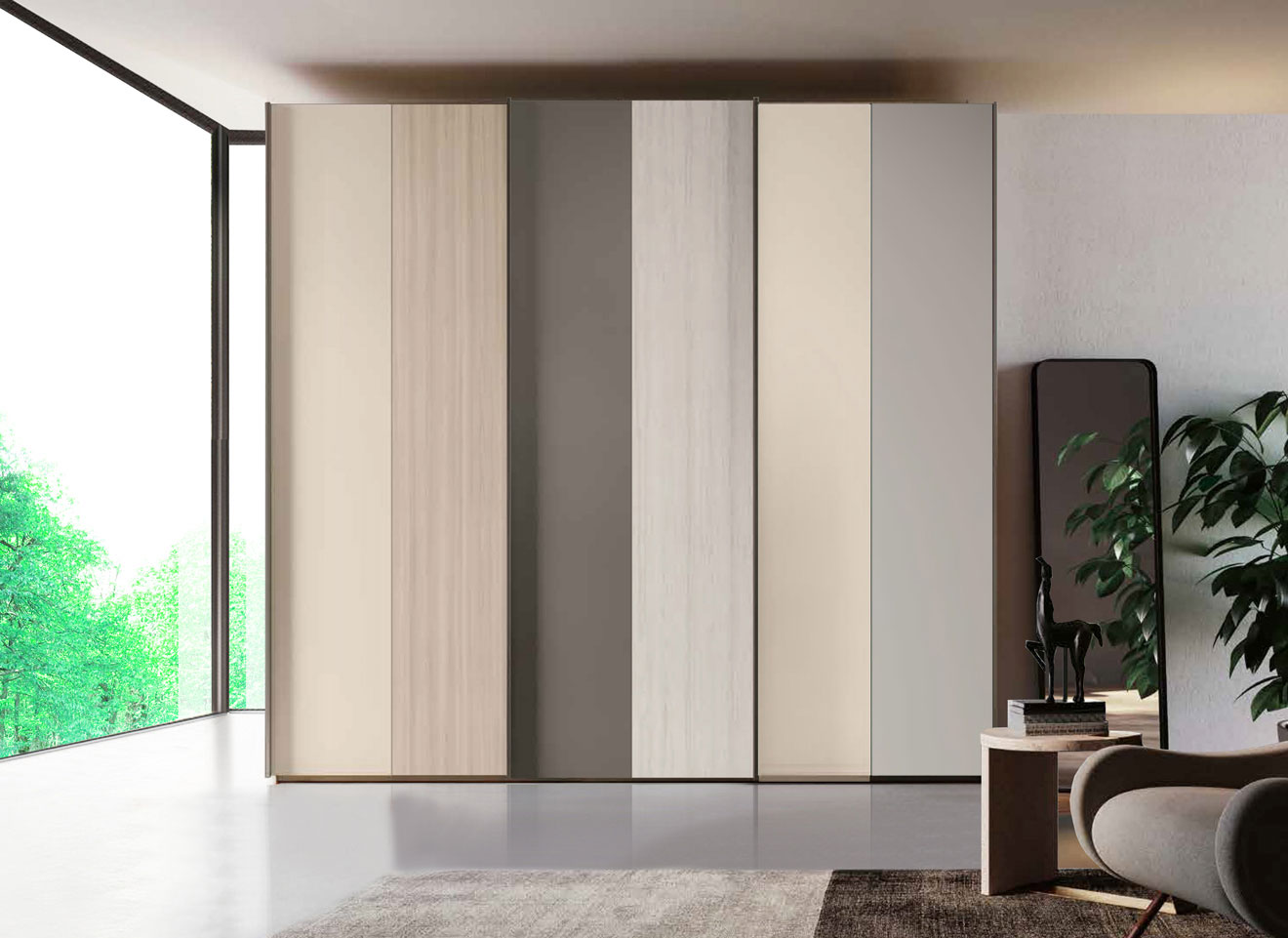 Armadio scorrevole multicolor con 3 ante