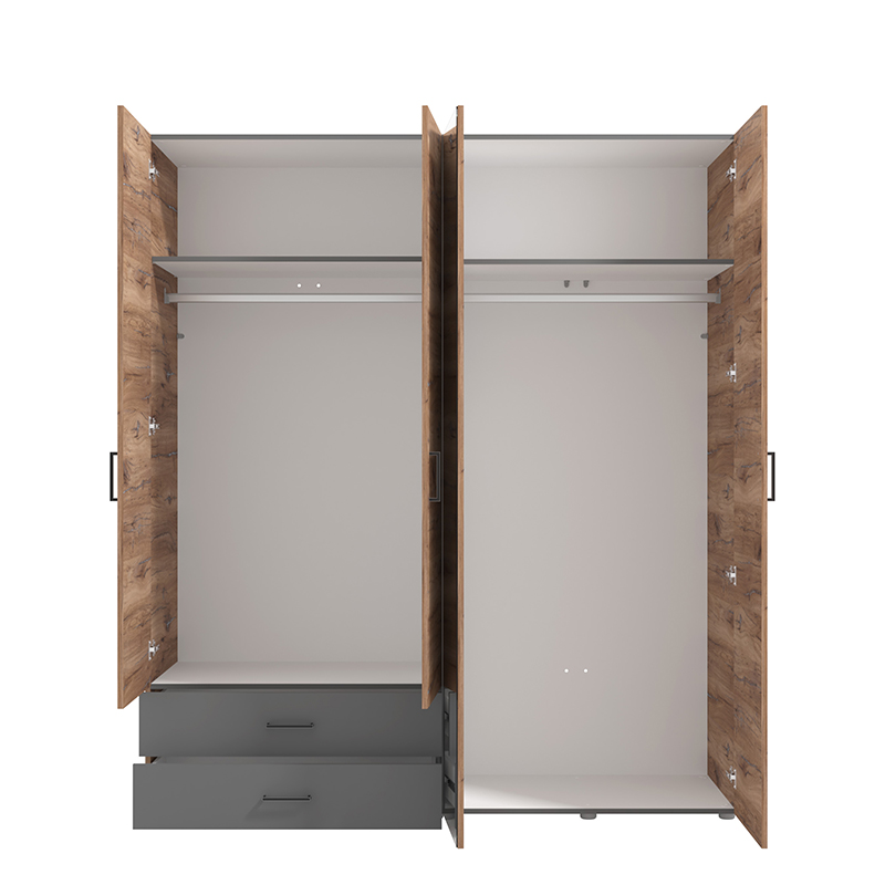 armadio industry 4 ante con specchio, battente