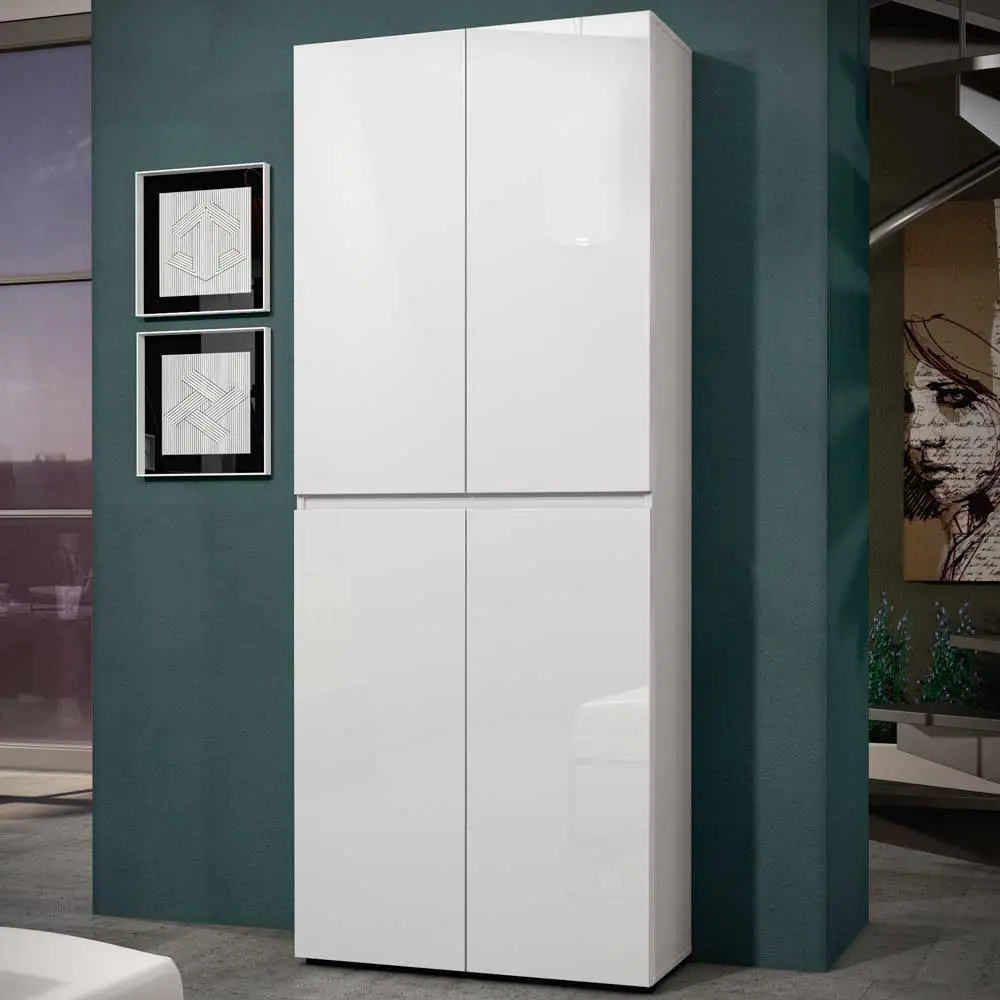 Armadio multiuso 4 ante minimal Bianco lucido in offerta
