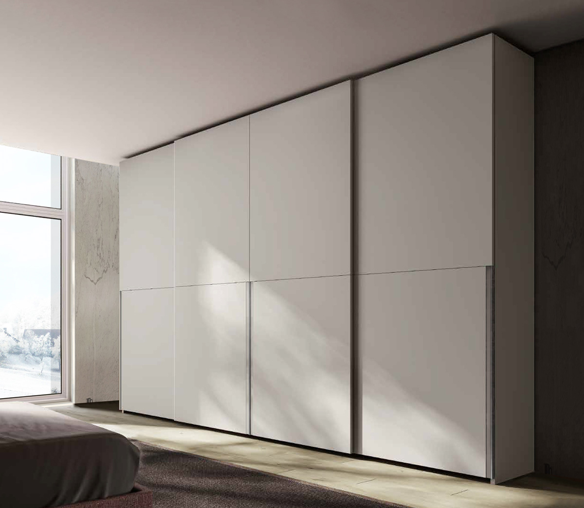 Armadio 4 ante scorrevoli, Grigio Seta