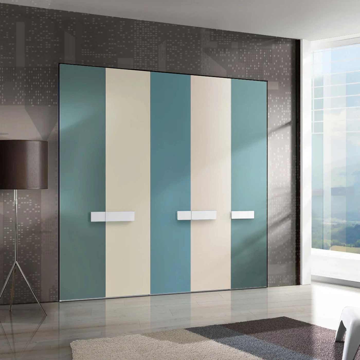 Armadio 5 ante battenti, L.230 H.246 P.61, Laccato Zenzero Shop