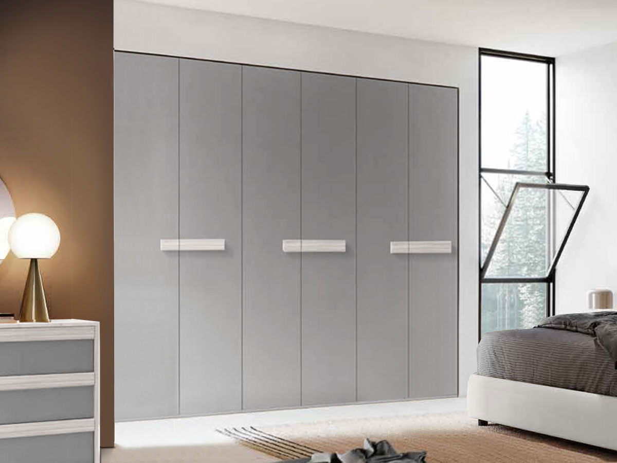 Armadio moderno battente Grigio argento, 6 ante