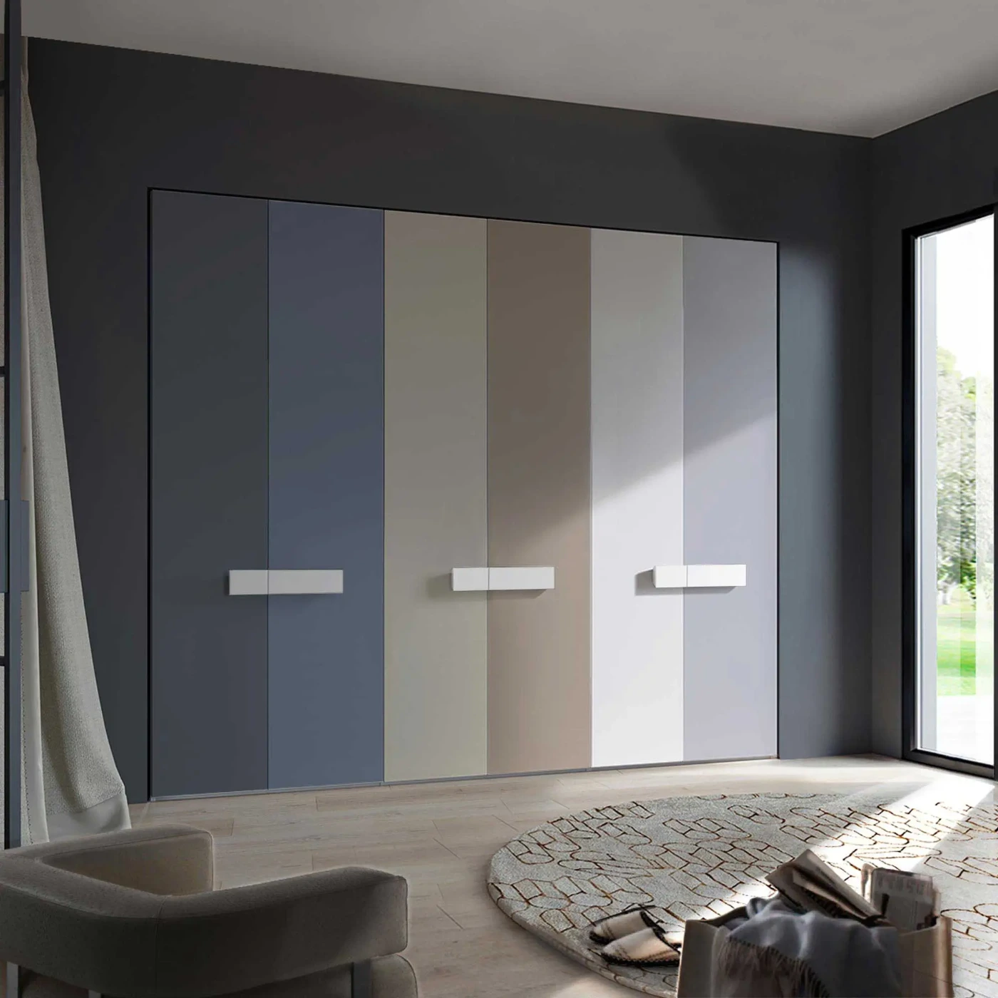 Armadio 6 ante battenti, Laccato, L.276 H.246 P.61 Zenzero Shop