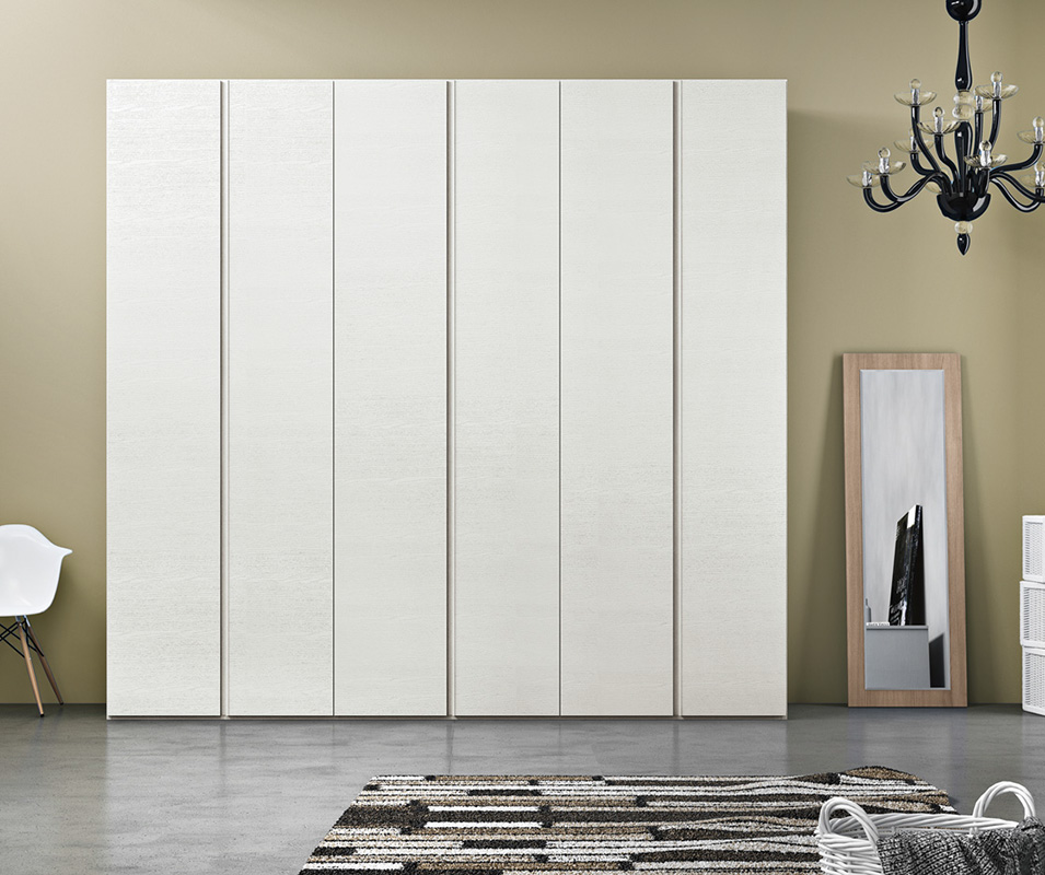 Armadio Bianco frassinato 6 ante battenti con maniglie a gola