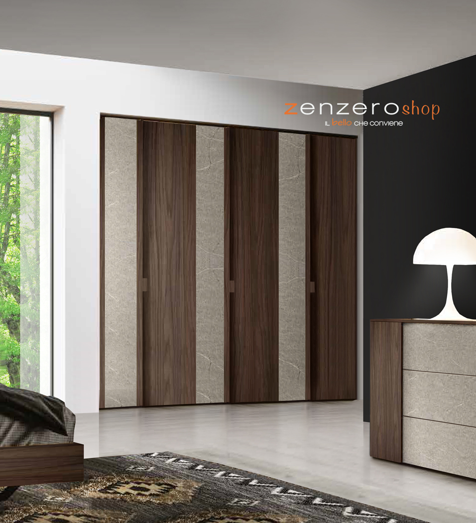 Camera matrimoniale scontata Island in finitura Noce moro e Graniglia chiara