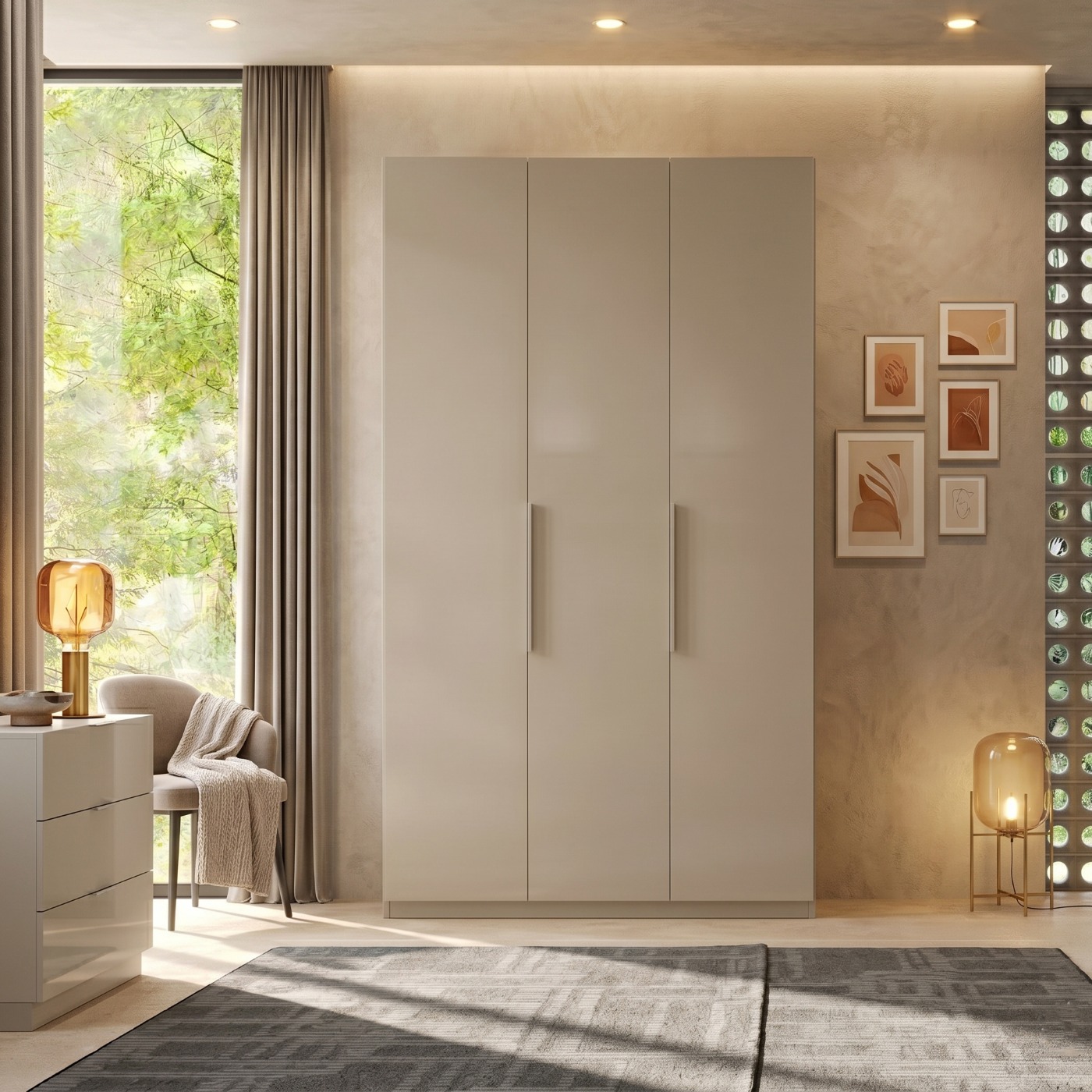 Armadio 3 ante, finitura Cashmere, L.138