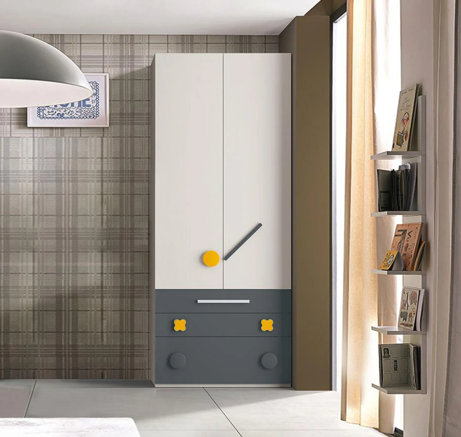 armadio a due cassetti blu