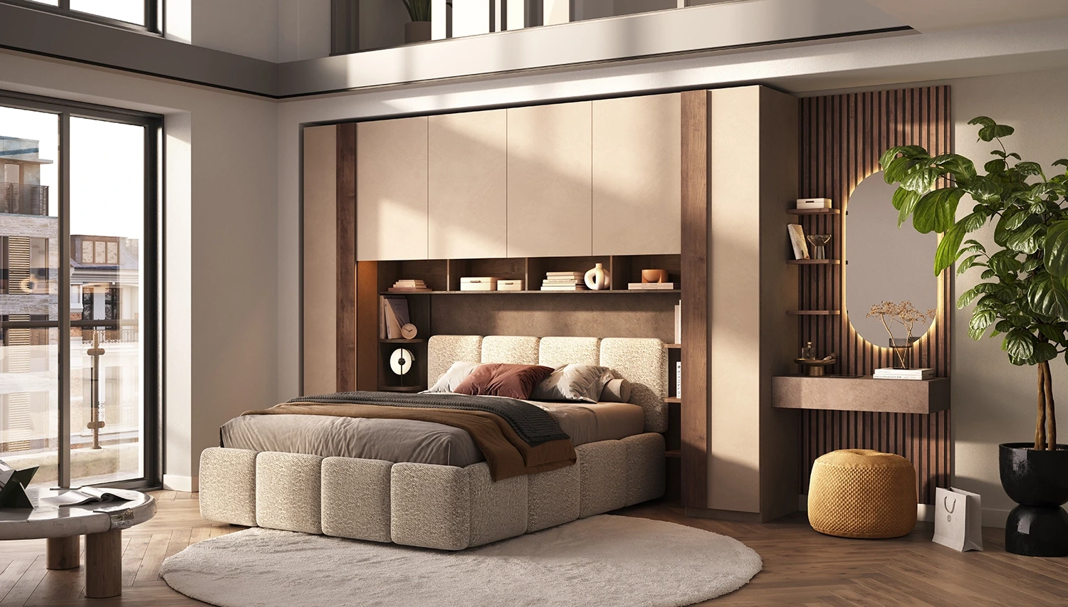 Armadio a ponte 6 ante, Cashmere e Mercure, L.334