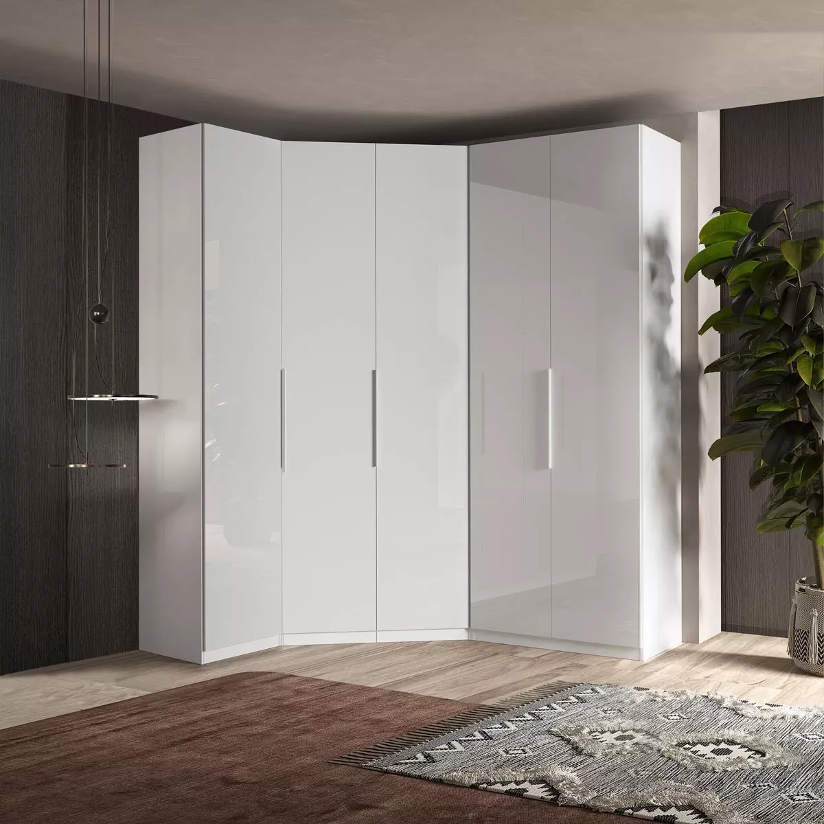 cabina angolare bianco lucido 5 ante