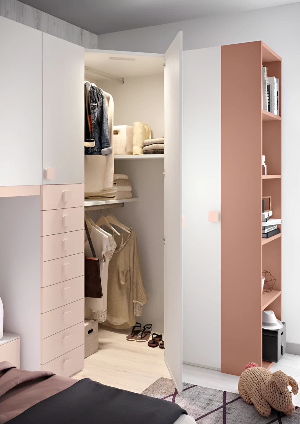 Armadio a ponte con cabina per cameretta