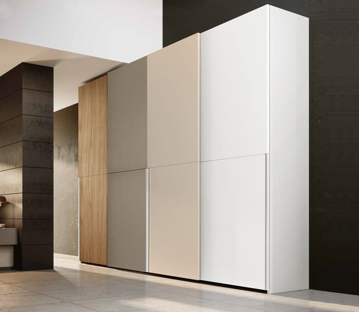 Armadio moderno scorrevole 4 ante multicolor 