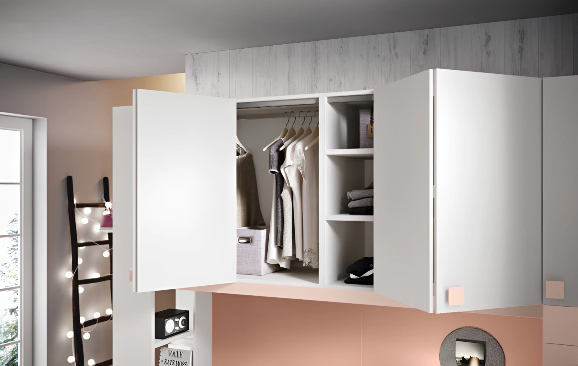 Armadio a ponte con cabina per cameretta