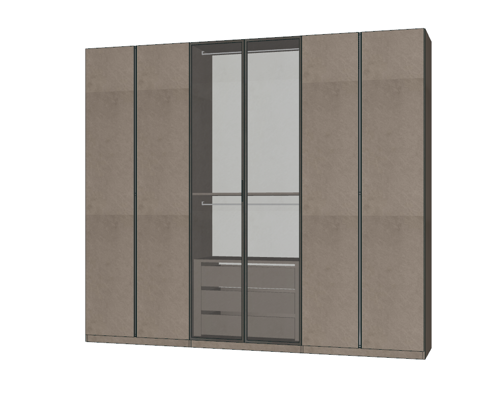 Armadio 6 ante battenti con vetro fumè, Bronzo