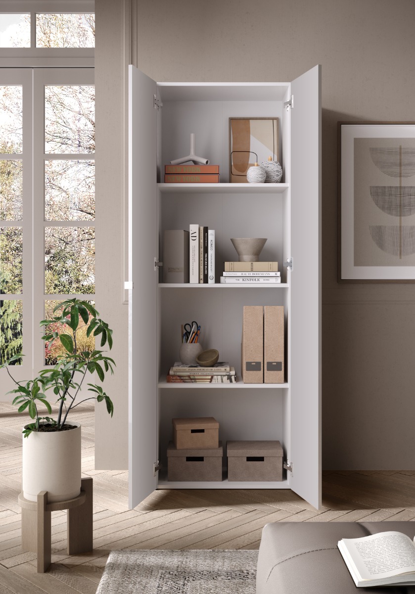 Armadio 2 ante e 3 ripiani H.180 cm, finitura Bianco 