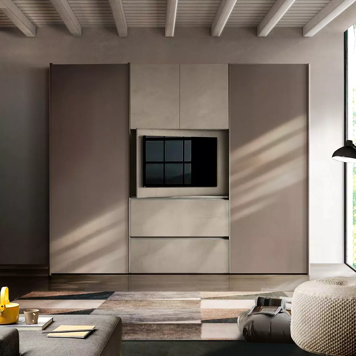 armadio 2 ante scorrevoli con pannello tv