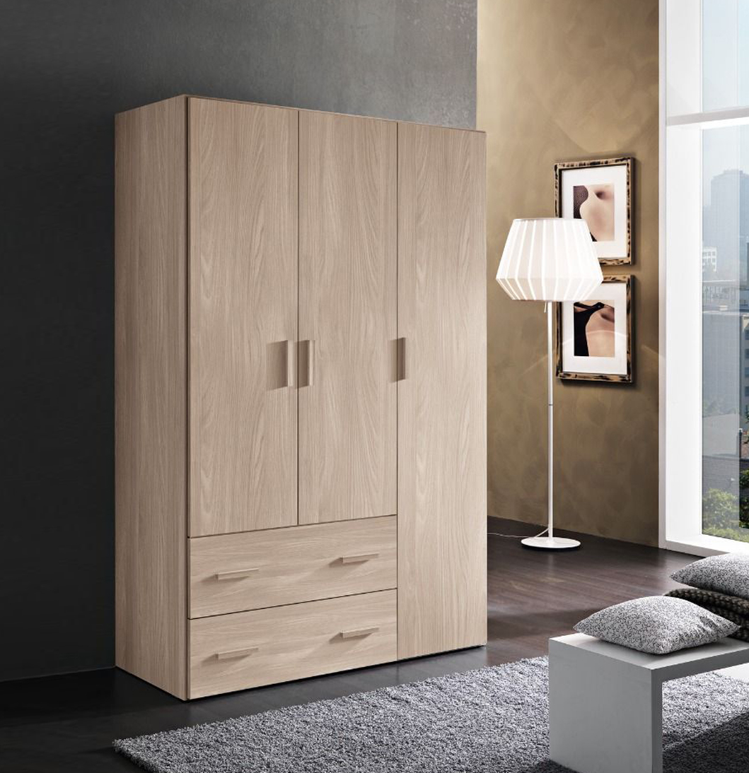 Armadio multiuso H.185 con 3 ante e 2 cassetti in finitura Olmo frida