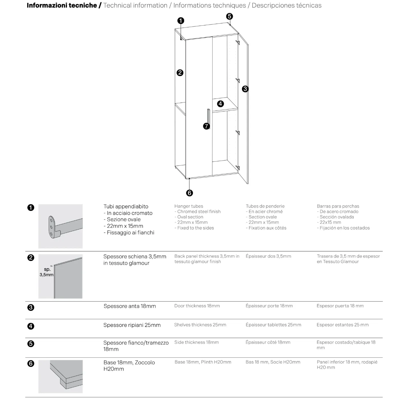 Armadio 8 ante battenti, Noce biondo con specchio, L.365