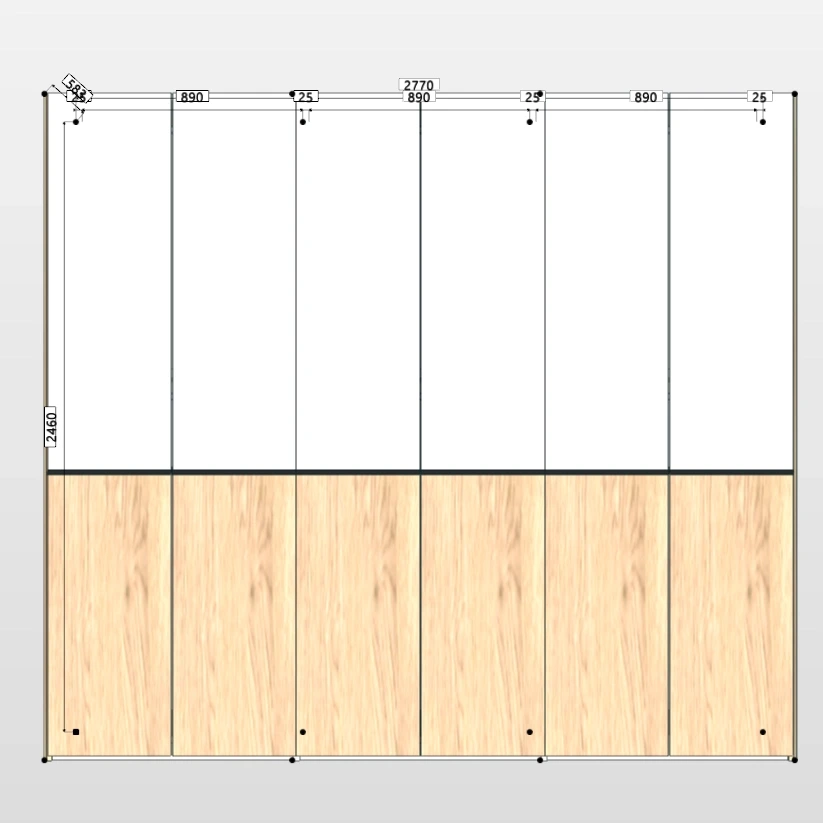 Armadio 6 ante battenti, Bianco seta e Rovere nodato, L.277 H.246 P.61 Zenzero Shop