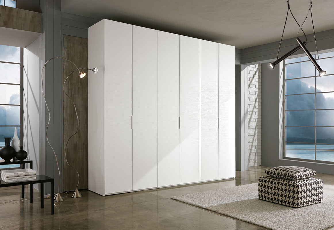 Nuovo Armadio moderno 6 ante Bianco frassinato