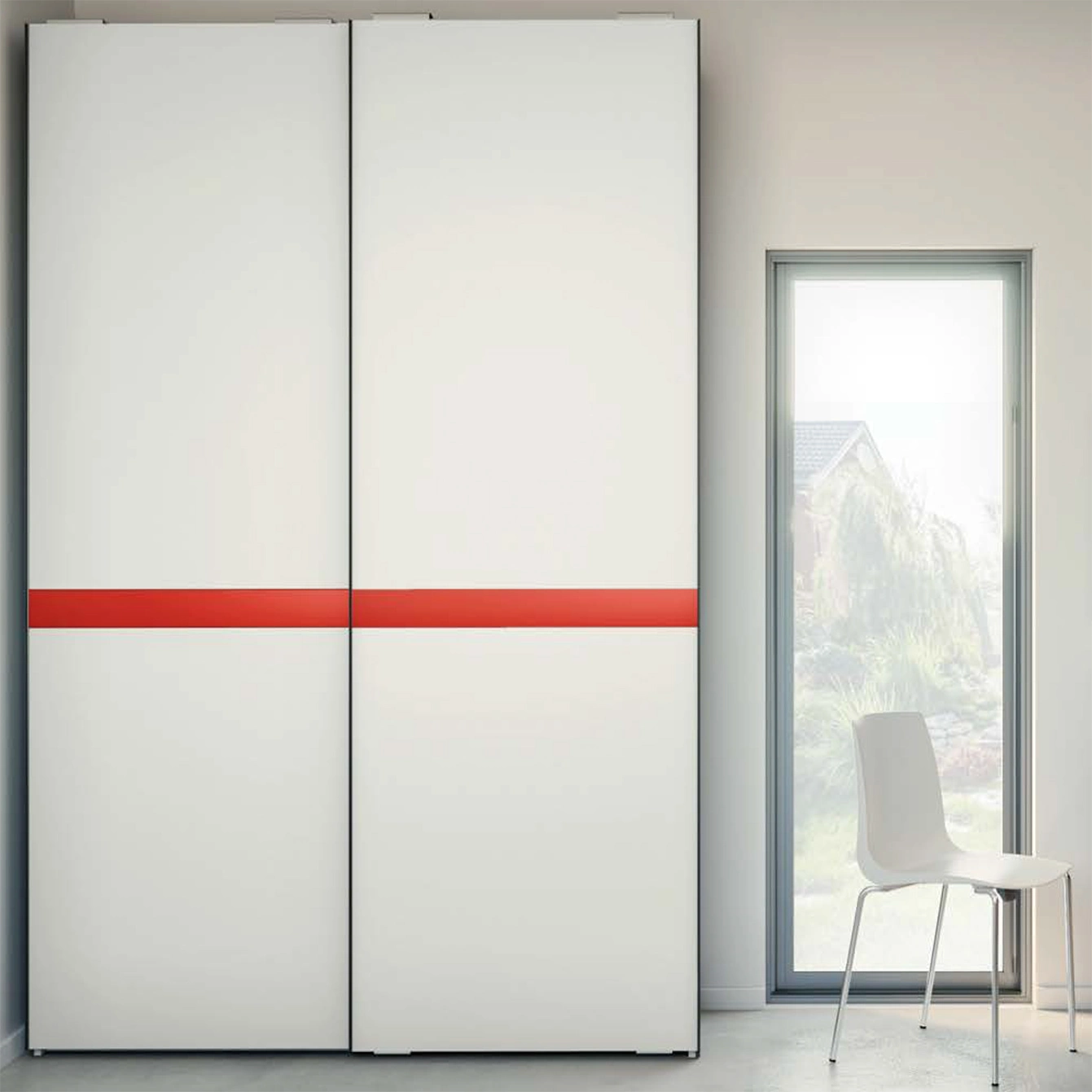 armadio bianco e rosso