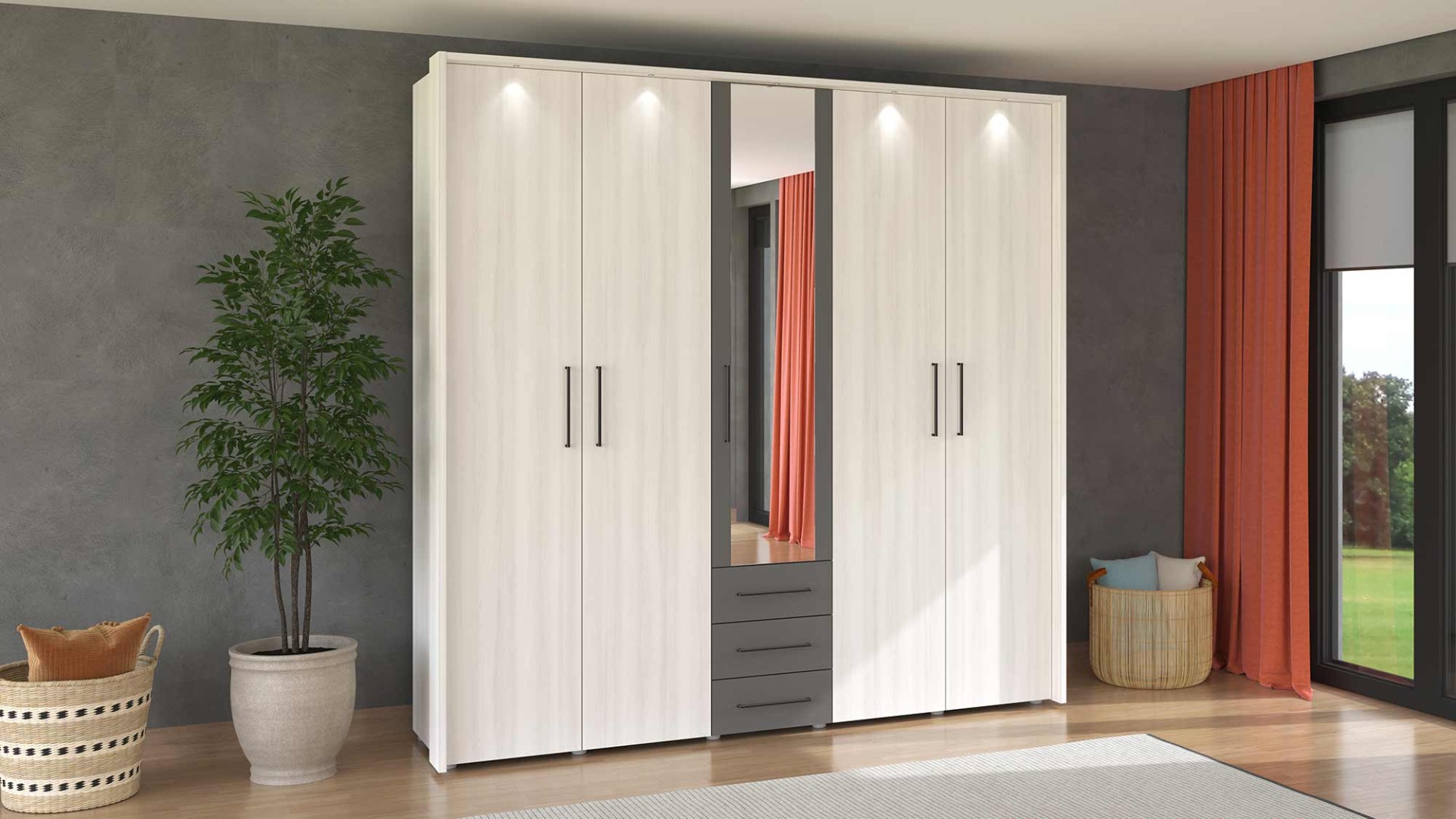 Armadio conveniente moderno 5 ante 