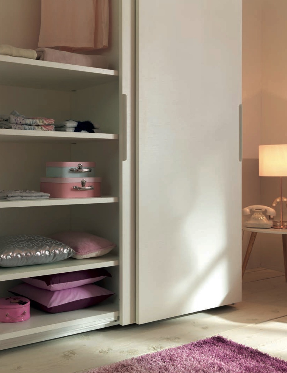 Armadio scorrevole L.155 Moretti Compact, Frassino Bianco