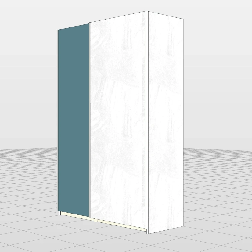 Armadio scorrevole 2 ante, L.163, Snow e Ceruleo laccato