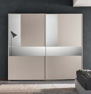 Armadio scorrevole con specchi a 2 ante, finitura Cachemire