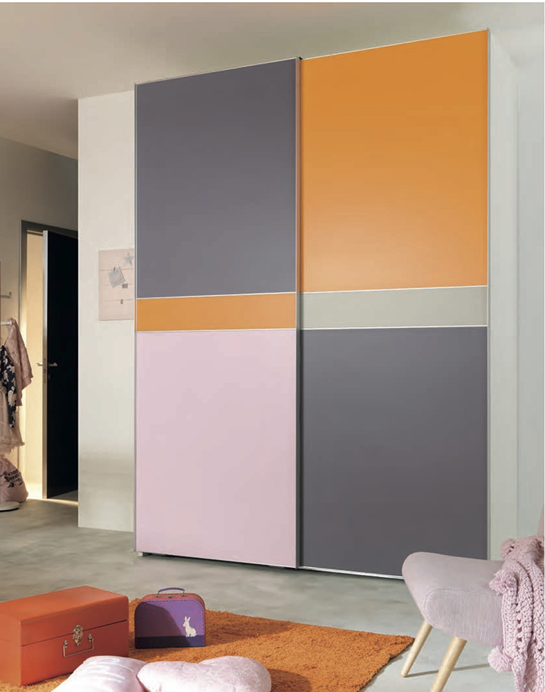 Armadio camerette Moretti Compact a 2 ante, Mora, Peonia e Mandarino laccato