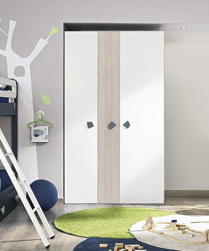 Offerta armadio cameretta, 3 ante battenti, Bianco e Ciliegio Bianco