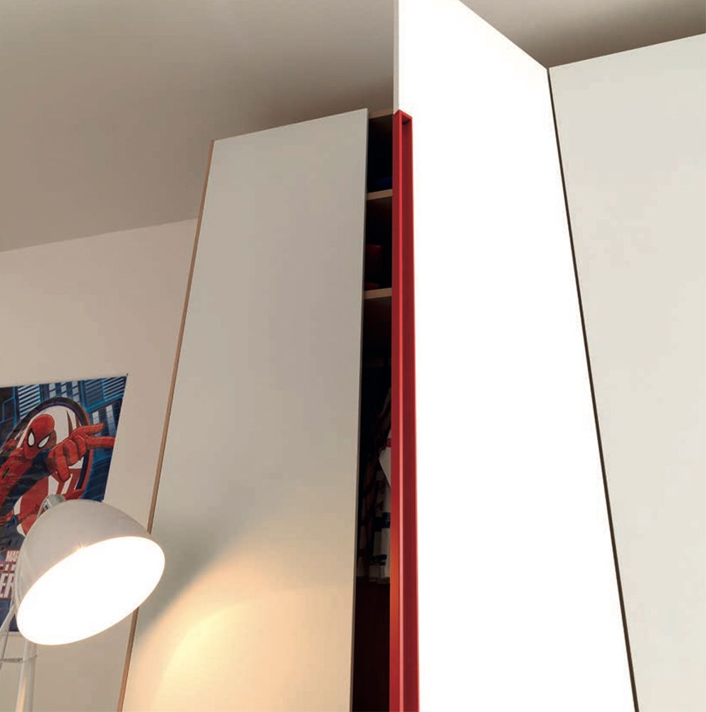 Armadio camerette Moretti Compact, Bianco frassino e Olmo