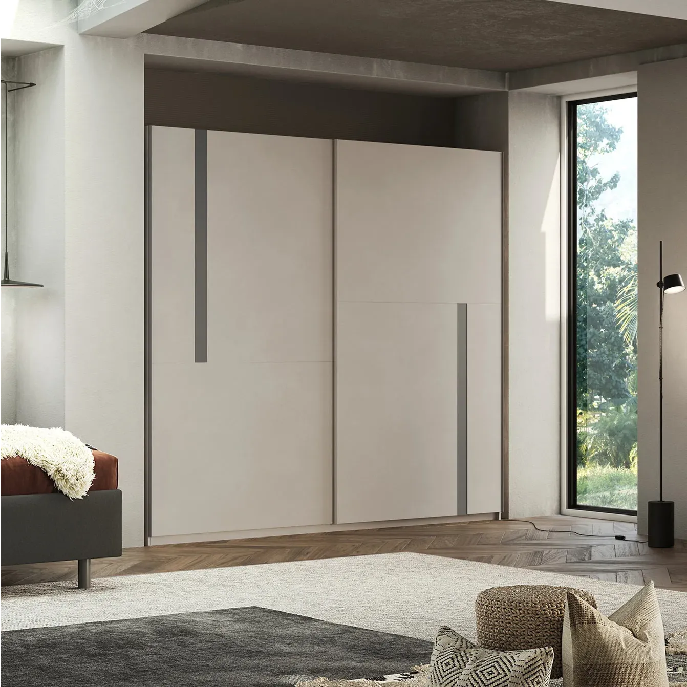 cameretta con letto una piazza e mezza verde